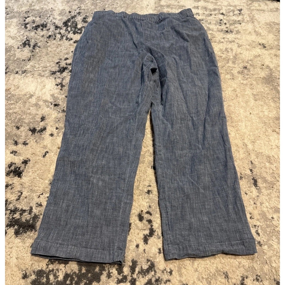Lands End blue chambray pull-on cropped pants Women's size 10